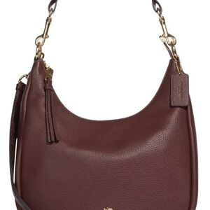 Chic Burgundy Leather Hobo Bag